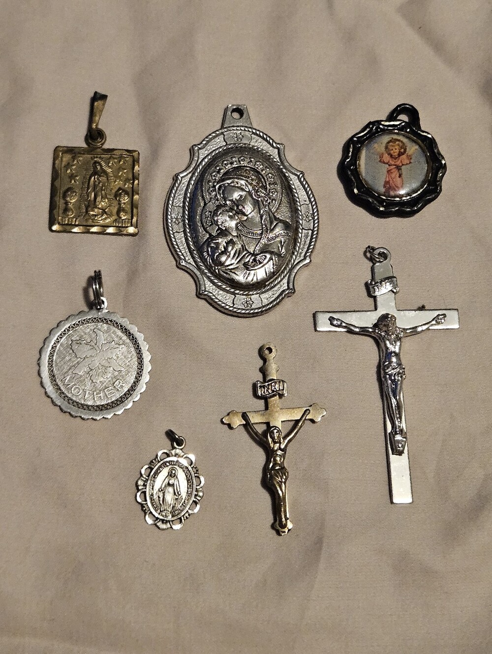 Vintage Religious Medals & Crucifix Pendants Lot of 7